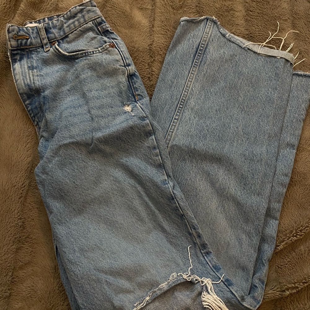 Distressed Blue Jeans